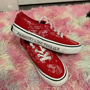 Stylish Red Kids Sneakers with Fun Print